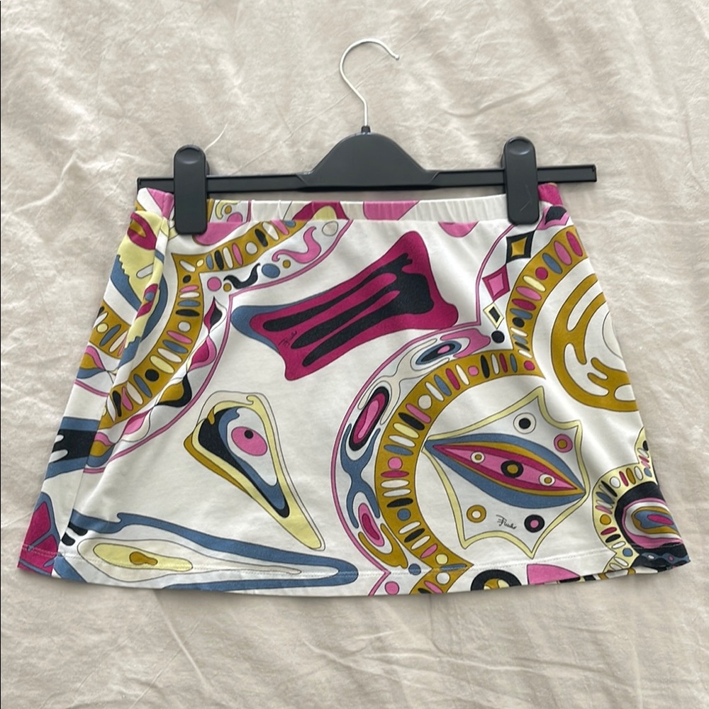 Emilio Pucci Pink and Gold Skater Mini Skirt